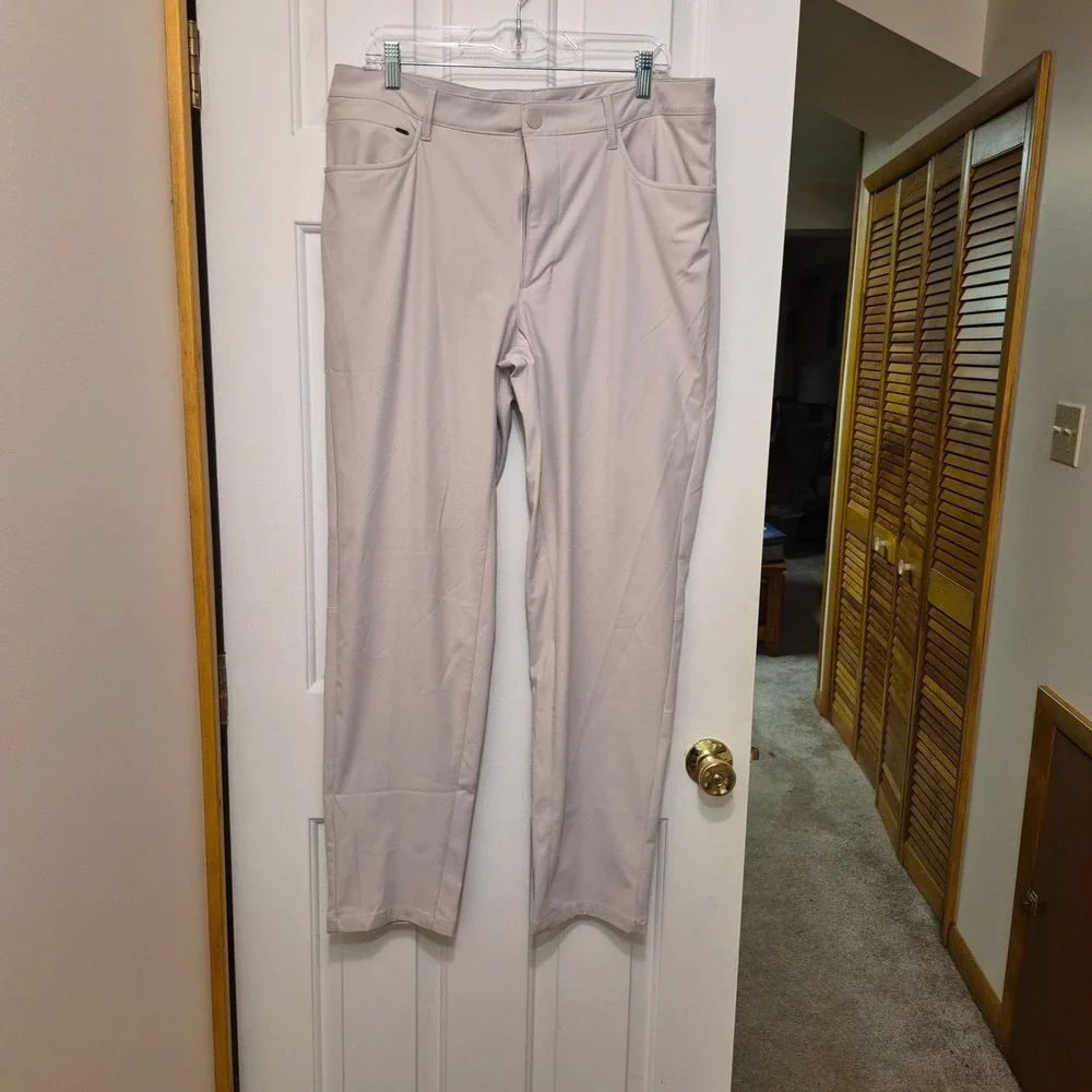 All In Motion Mens Golf Commuter Pants 36x32 Beige Stone Stretch Performance